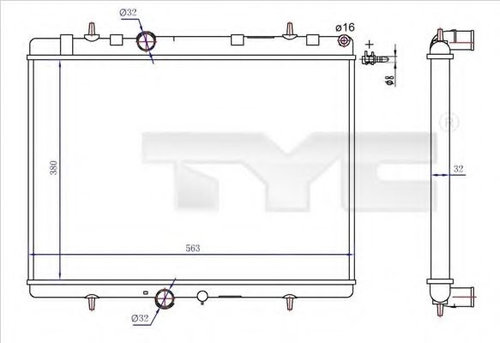 Radiator, racire motor CITROEN DS4 (2011 - 2015) TYC 726-0020-R piesa NOUA