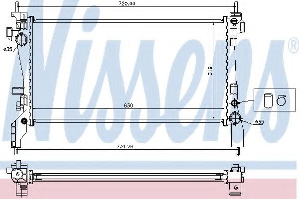 Radiator, racire motor CITROEN NEMO caroserie (AA) (2008 - 2016) NISSENS 636004 piesa NOUA