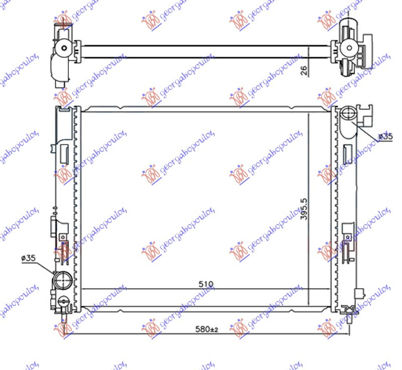 Radiator racire motor Dacia Duster 2 1.0 TCe 2022-2024 NOU 214105FA0B (510x395x26)