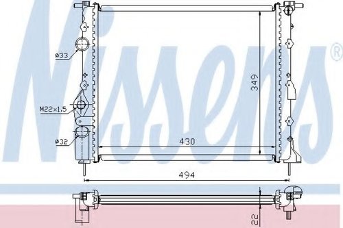 Radiator, racire motor DACIA LOGAN (LS) (2004 - 2016) NISSENS 639371 piesa NOUA