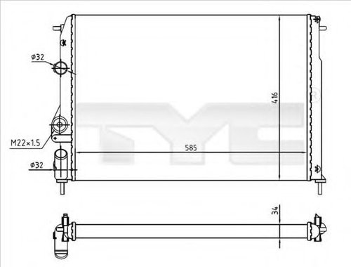 Radiator, racire motor DACIA LOGAN Pick-up (US) (2008 - 2016) TYC 728-0055-R piesa NOUA
