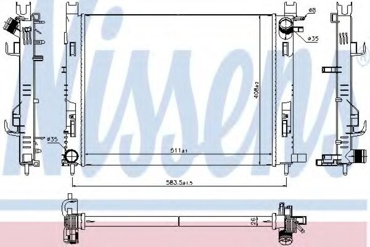 Radiator, racire motor DACIA SANDERO II (2012 - 2016) NISSENS 637624 piesa NOUA