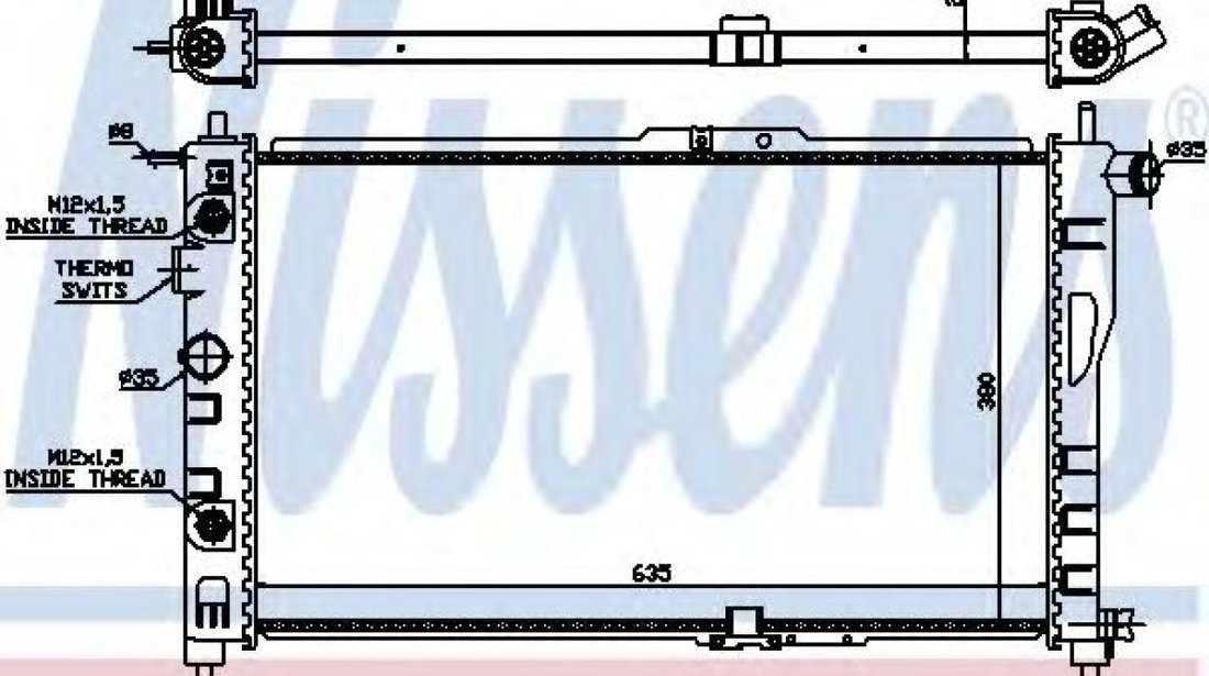 Radiator, racire motor DAEWOO CIELO (KLETN) (1995 - 1997) NISSENS 616521 piesa NOUA