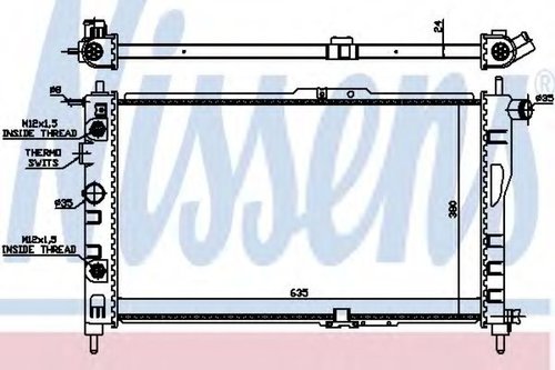 Radiator, racire motor DAEWOO CIELO (KLETN) (1995 - 1997) NISSENS 616521 piesa NOUA
