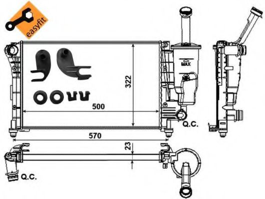 Radiator, racire motor FIAT PANDA Van (169) (2004 - 2016) NRF 58170 piesa NOUA