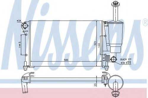 Radiator, racire motor FIAT PANDA Van (169) (2004 - 2016) NISSENS 617853 piesa NOUA
