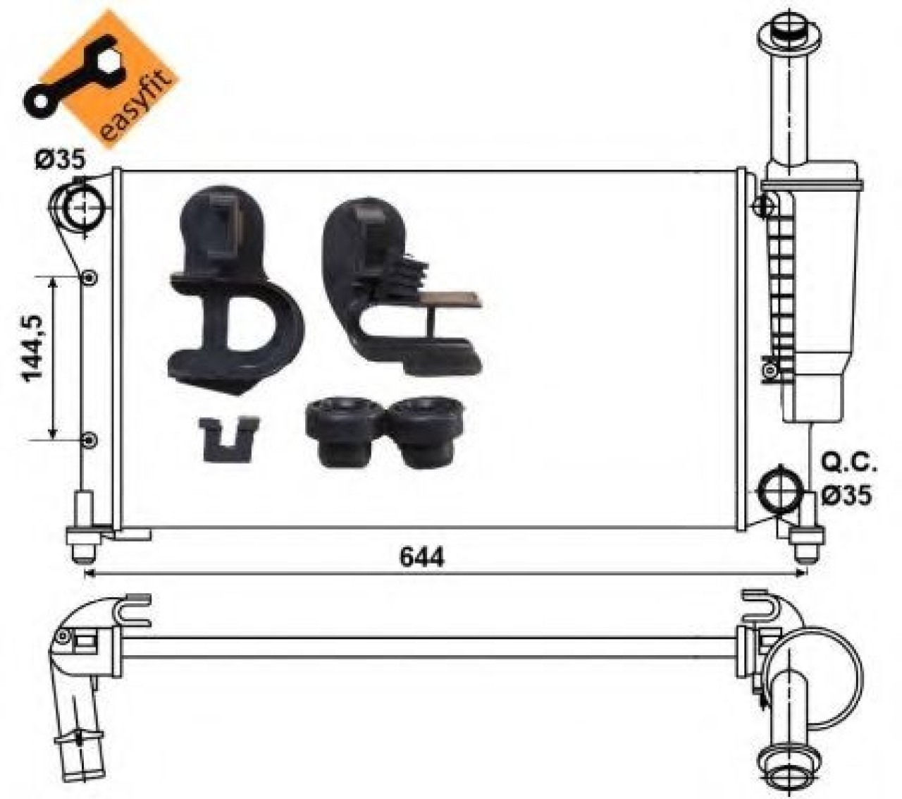 Radiator, racire motor FIAT PANDA Van (169) (2004 - 2016) NRF 53075 piesa NOUA