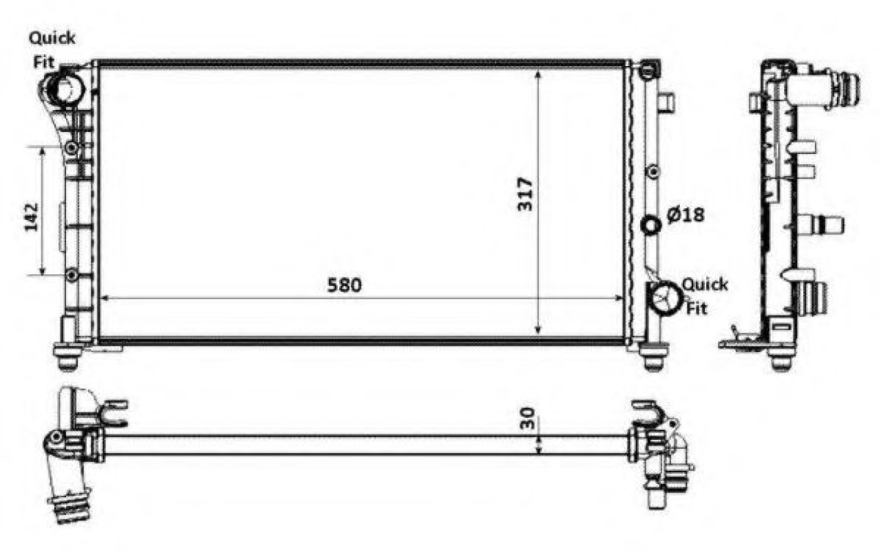 Radiator, racire motor FIAT PANDA Van (169) (2004 - 2016) NRF 58237 piesa NOUA