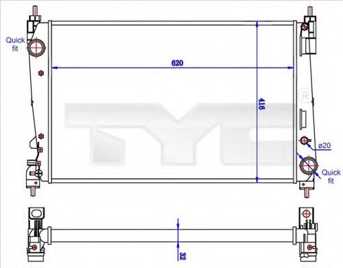 Radiator, racire motor FIAT PRATICO platou / sasiu (263) (2010 - 2016) TYC 725-0042-R piesa NOUA