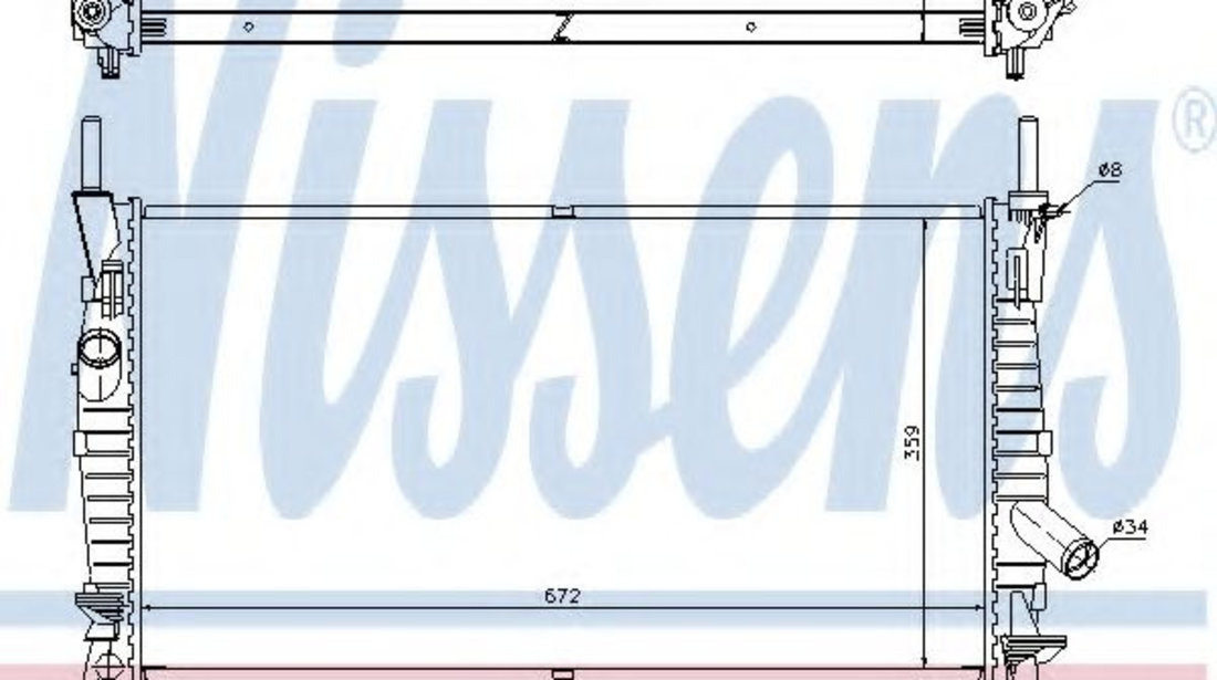 Radiator, racire motor FORD TRANSIT caroserie (FA) (2000 - 2006) NISSENS 62128 piesa NOUA