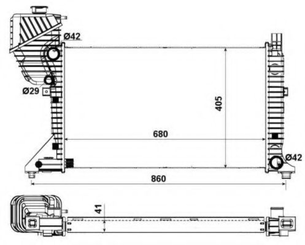 Radiator, racire motor MERCEDES SPRINTER 2-t bus (901, 902) (1995 - 2006) NRF 55348A piesa NOUA
