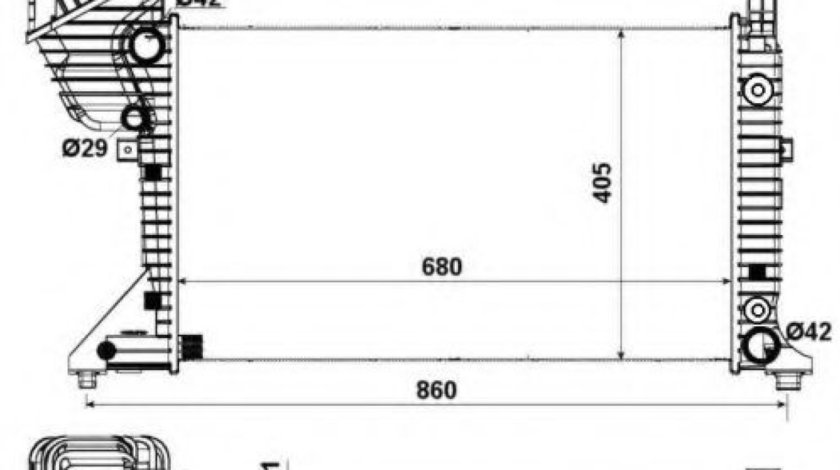 Radiator, racire motor MERCEDES SPRINTER 2-t bus (901, 902) (1995 - 2006) NRF 55349A piesa NOUA