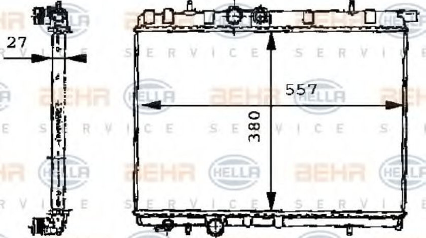 Radiator, racire motor PEUGEOT 206 Hatchback (2A/C) (1998 - 2016) HELLA 8MK 376 717-531 piesa NOUA