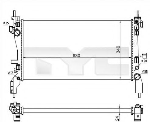 Radiator, racire motor PEUGEOT BIPPER (AA) (2008 - 2016) TYC 709-0021-R piesa NOUA