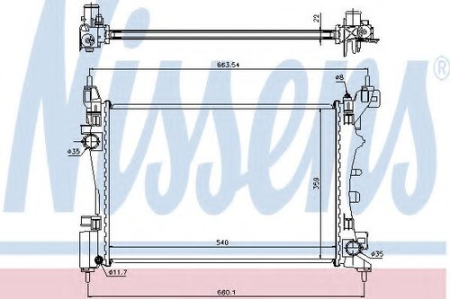Radiator, racire motor PEUGEOT BIPPER Tepee (2008 - 2016) NISSENS 636005 piesa NOUA