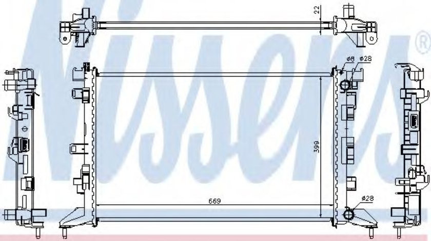 Radiator, racire motor RENAULT LAGUNA III Grandtour (KT0/1) (2007 - 2016) NISSENS 637602 piesa NOUA