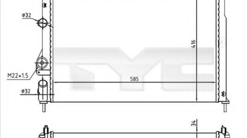 Radiator, racire motor RENAULT MEGANE I Break (KA0/1) (1999 - 2003) TYC 728-0055-R piesa NOUA