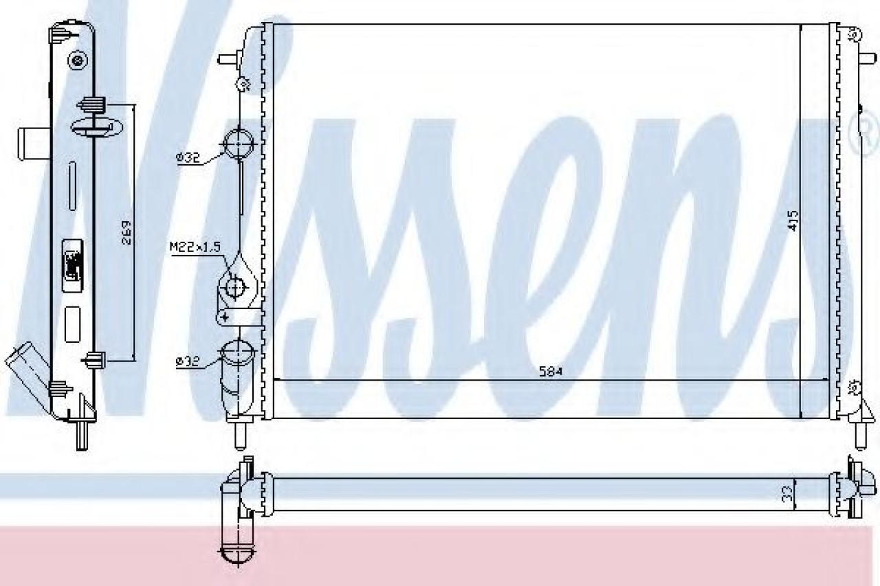 Radiator, racire motor RENAULT MEGANE I Break (KA0/1) (1999 - 2003) NISSENS 63877 piesa NOUA