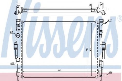 Radiator, racire motor RENAULT MEGANE II Grandtour (KM0/1) (2003 - 2012) NISSENS 63769 piesa NOUA