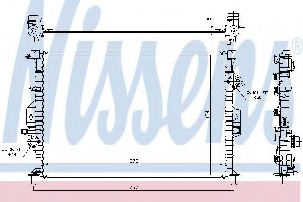 Radiator, racire motor VOLVO V70 III (BW) (2007 - 2016) NISSENS 66857 piesa NOUA