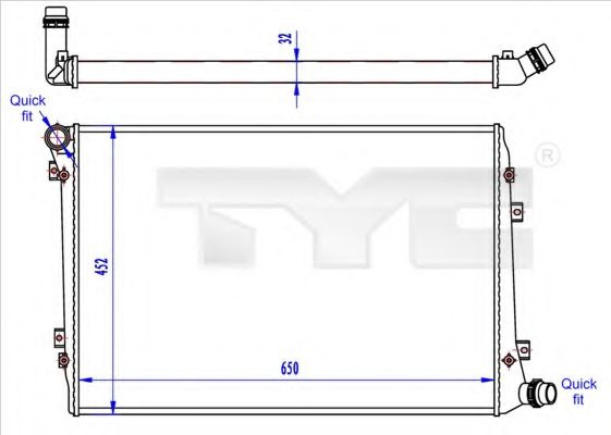 Radiator, racire motor VW GOLF V (1K1) (2003 - 2009) TYC 737-0062-R piesa NOUA