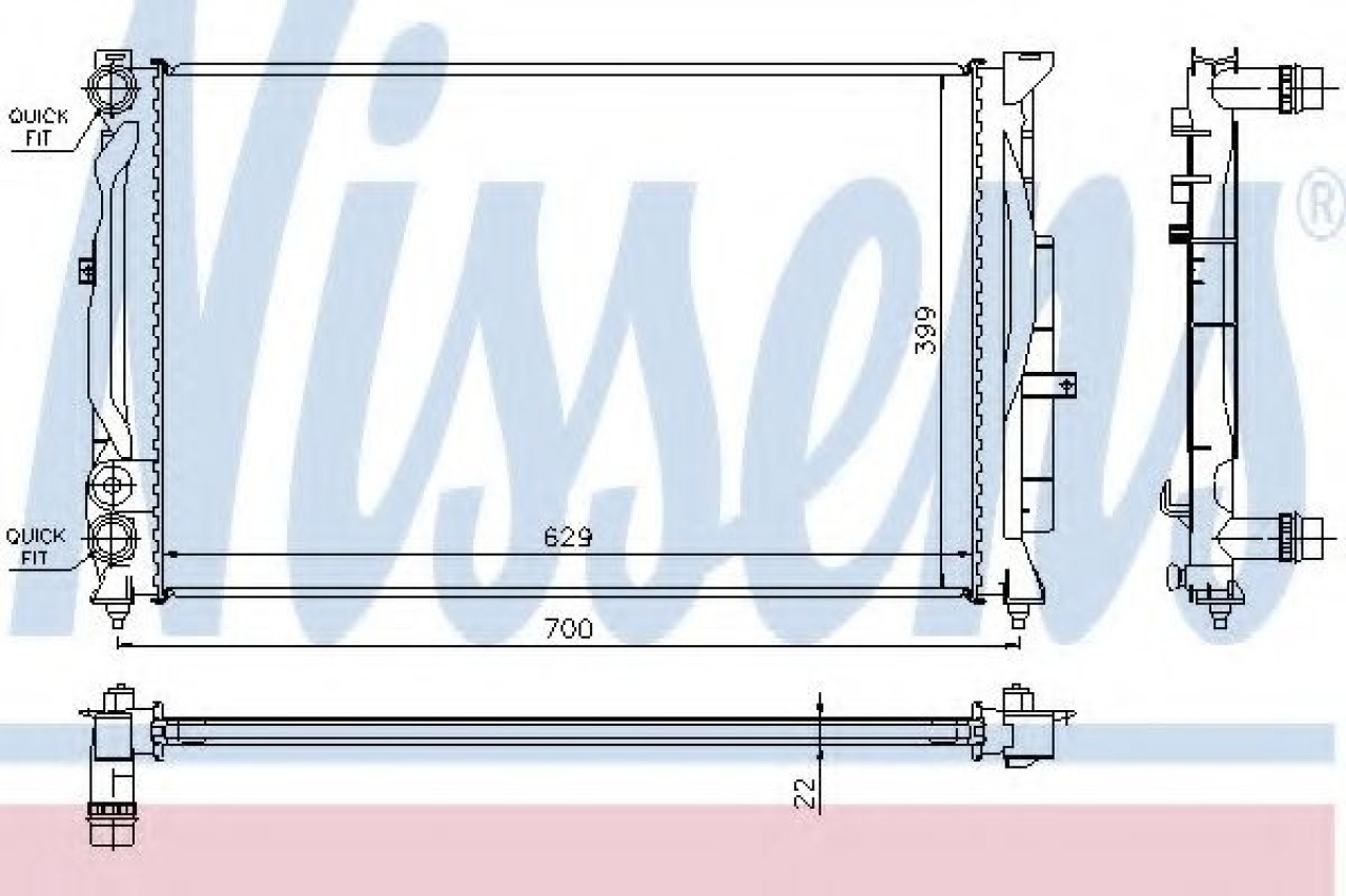 Radiator, racire motor VW PASSAT (3B2) (1996 - 2001) NISSENS 60308A piesa NOUA