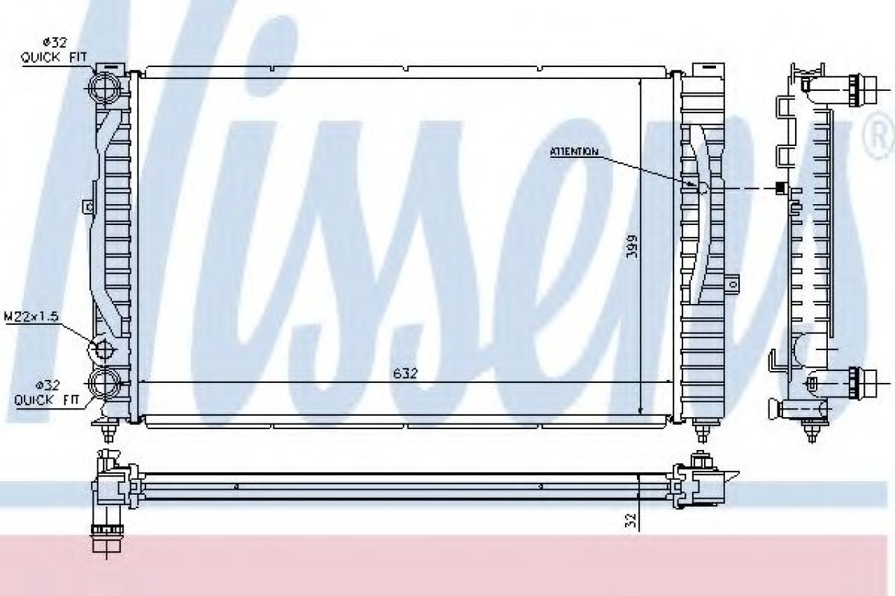 Radiator, racire motor VW PASSAT (3B3) (2000 - 2005) NISSENS 60299 piesa NOUA