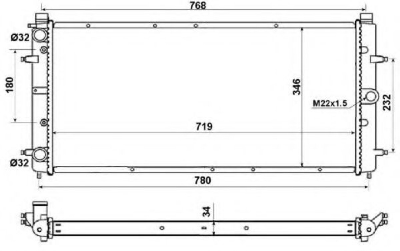 Radiator, racire motor VW TRANSPORTER IV caroserie (70XA) (1990 - 2003) NRF 509514 piesa NOUA