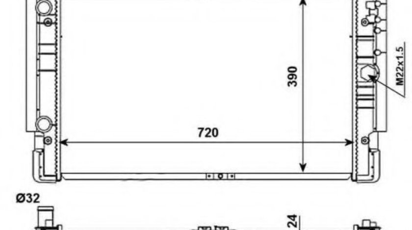 Radiator, racire motor VW TRANSPORTER IV caroserie (70XA) (1990 - 2003) NRF 509515 piesa NOUA