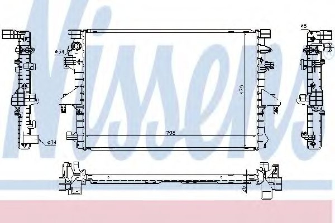 Radiator, racire motor VW TRANSPORTER V bus (7HB, 7HJ, 7EB, 7EJ, 7EF, 7EG, 7HF, 7EC) (2003 - 2016) NISSENS 65285 piesa NOUA