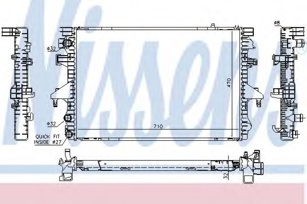 Radiator, racire motor VW TRANSPORTER V platou / sasiu (7JD, 7JE, 7JL, 7JY, 7JZ, 7FD) (2003 - 2016) NISSENS 65282A piesa NOUA