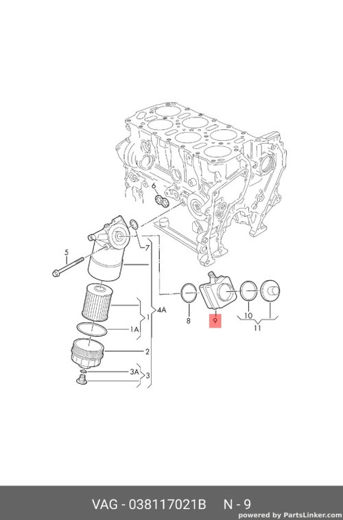 Radiator racire ulei 038117021B Vw Passat B6 2.0 TDI 2007 BMP OEM 038117021B