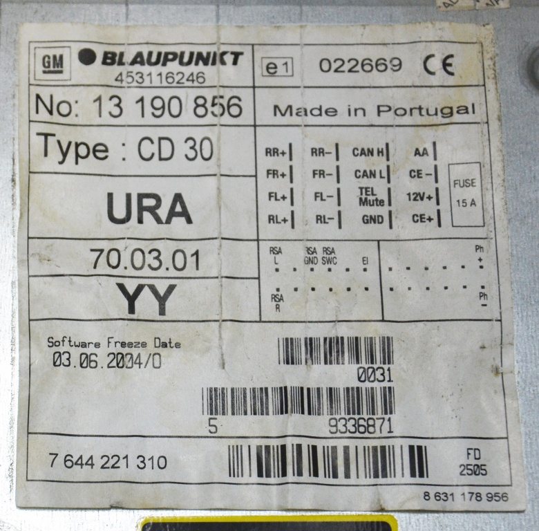 Radio cd Astra H / Zafira B / 13190856