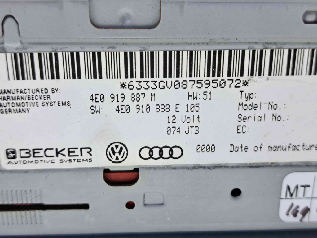 Radio CD Audi A4 (8K2, B8) [Fabr 2008-2015] 4E0919887M 4E0910888E