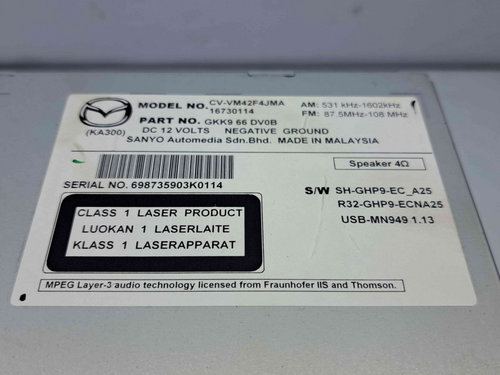 Radio CD cu navigatie MAZDA 6 (GJ1) [Fabr 2014-2021] GKK9-66DV0B
