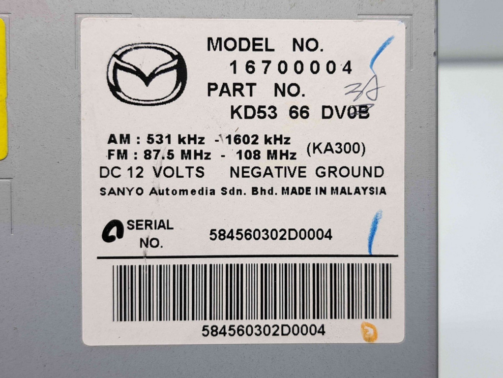 Radio CD cu navigatie MAZDA CX-5 (KE) [Fabr 2011-2016] KD5366DV0B