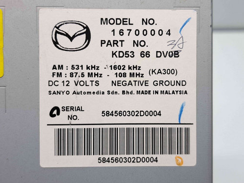 Radio CD cu navigatie MAZDA CX-5 (KE) [Fabr 2011-2016] KD5366DV0B
