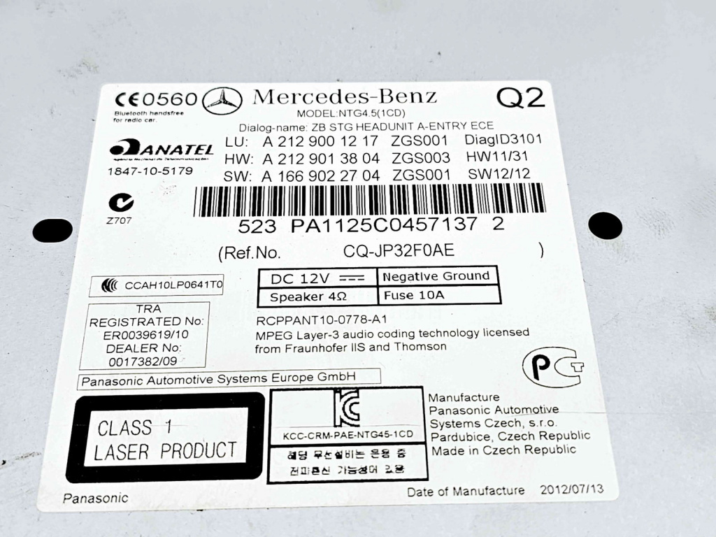 Radio CD cu navigatie Mercedes Clasa E (W212) AMG [Fabr 2009-2016] A2129001217