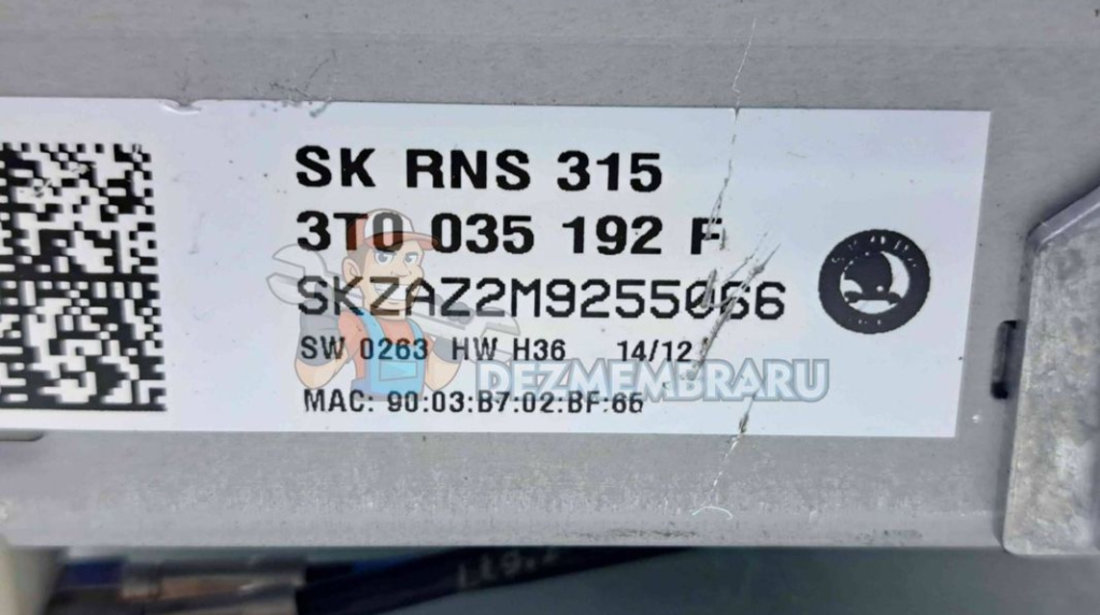 Radio CD cu navigatie Skoda Superb II (3T4) [Fabr 2008-2015] 3T0035192F