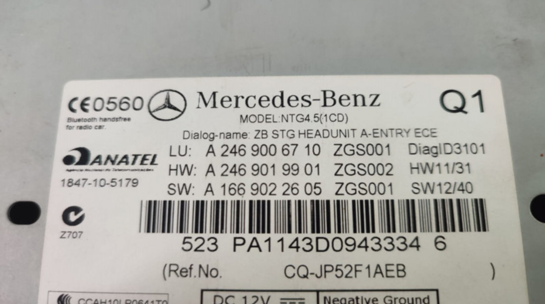 Radio cd navigatie a1669022605 Mercedes-Benz B-Class W246 [2011 - 2015]