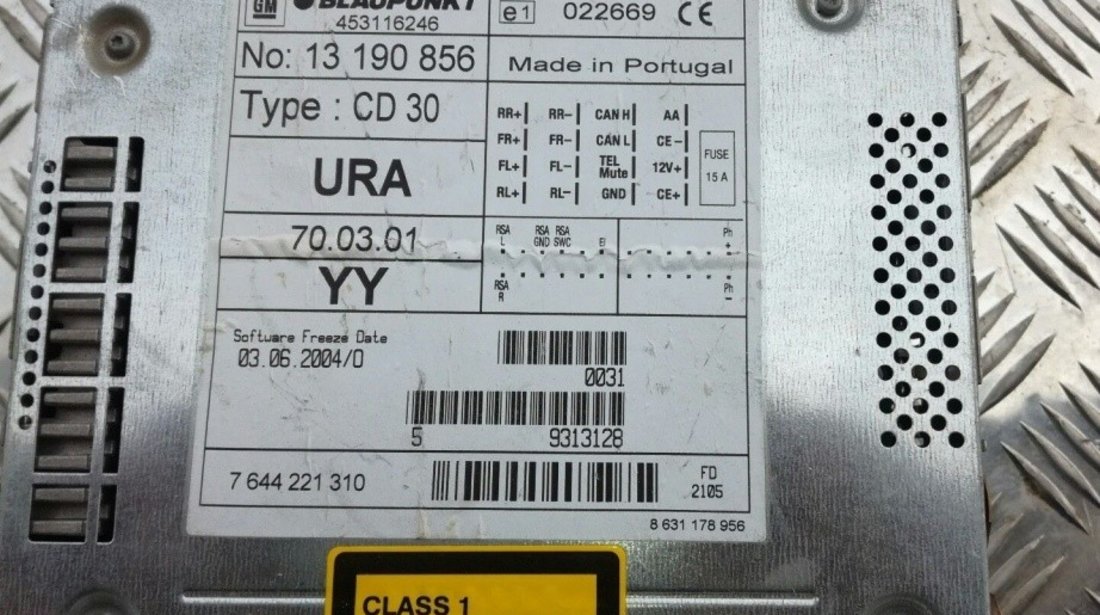 Radio CD Opel Astra H Cu Security Code Cod 13190856 \ 13 190 856