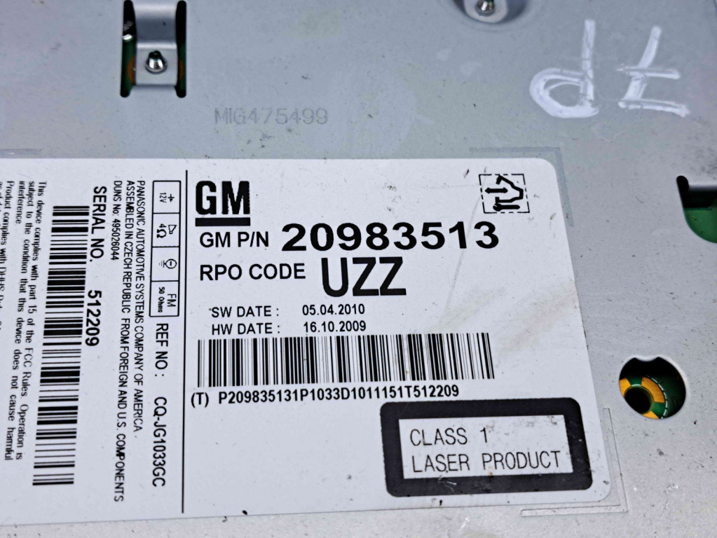 Radio CD Opel Astra J [Fabr 2009-2015] 20983513