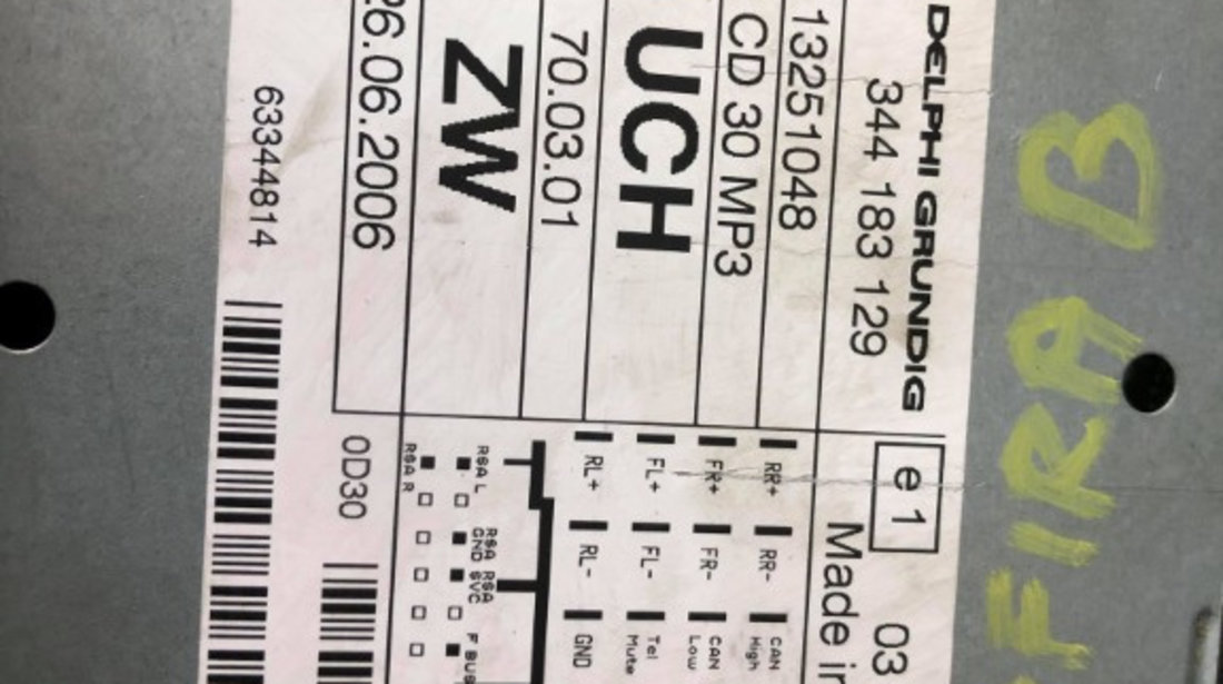 Radio cd opel zafira b 34418312 13251048
