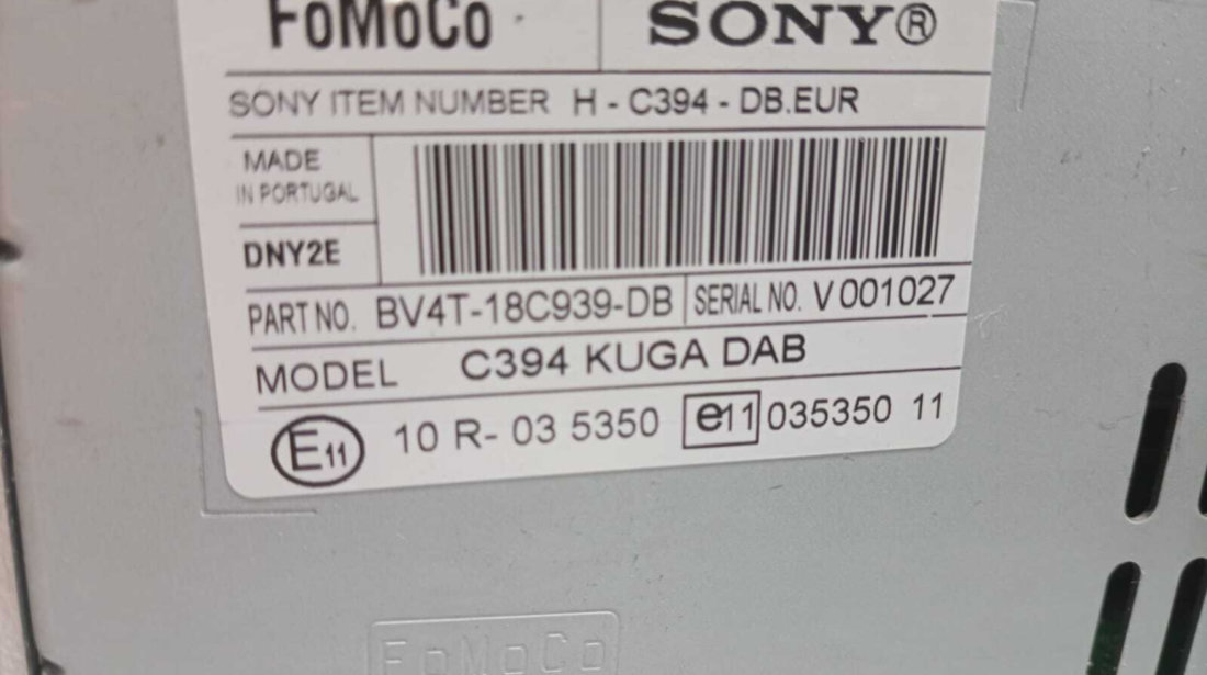 Radio CD Player Sony cu MP3 Ford Kuga 1 2008 - 2013 Cod BV4T-18C939-DB [M3921]