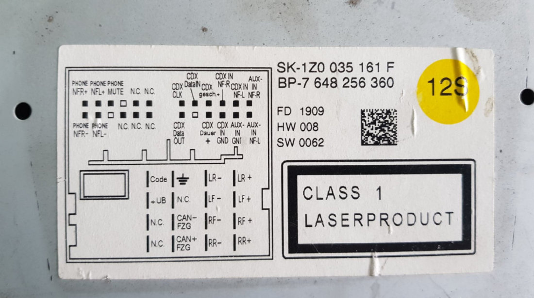 Radio CD Swing Skoda Yeti cod piesa : 1Z0035161F