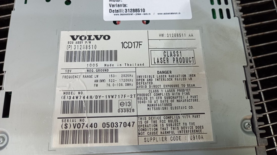 RADIO CD VOLVO C30 C30 - (2006 2013)