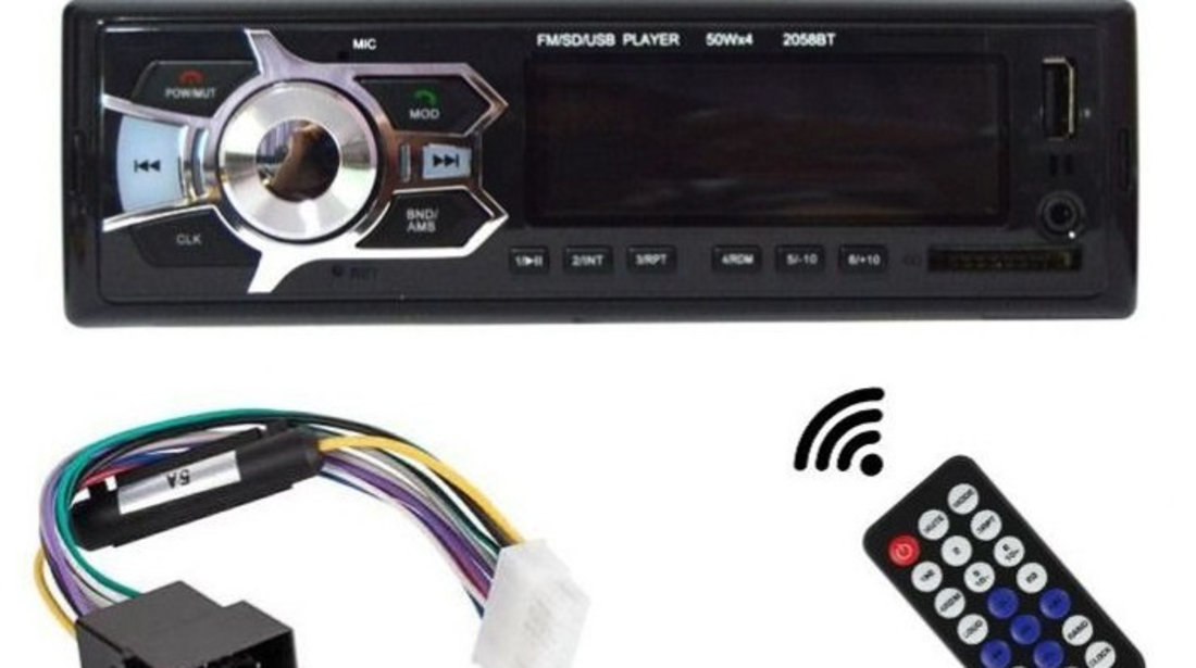 Radio Cu MP3 Player Si Bluetooth, Soundvox 2058BT Pentru Masina, RMS 50x4 W, Cu Telecomanda, USB, Aux, Negru 43501691