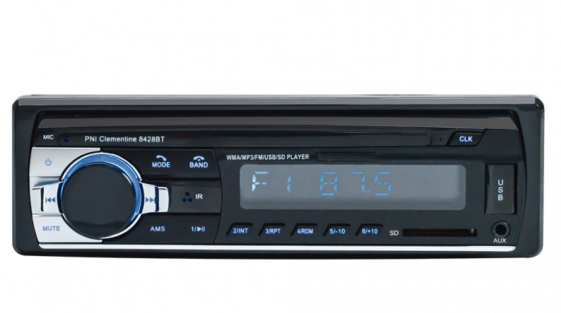 Radio MP3 player auto PNI Clementine 8428BT 4x45w 1 DIN cu SD, USB, AUX, RCA si Bluetooth PNI-8428BT