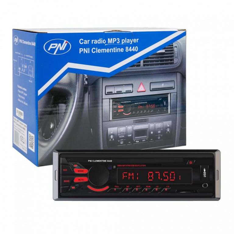 RADIO MP3 PLAYER AUTO PNI CLEMENTINE 8440, 4X45W, 12V, 1 DIN, CU SD, USB, AUX, RCA PNI-MP3-8440 PNI