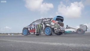 Rallycross vs Formula 1: Duel spectaculos intre Ken Block si Lewis Hamilton